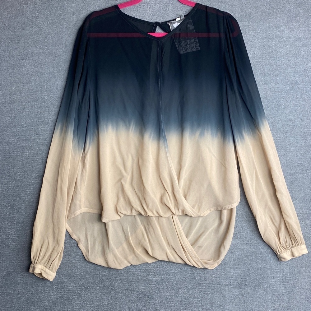 Young fabulous & broke caliente long sleeve sheer wrap top size M